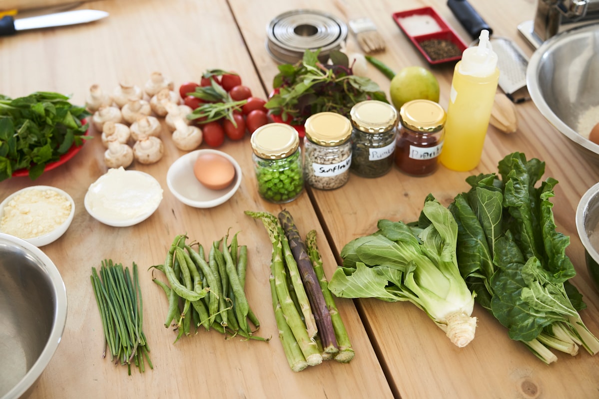 Clean eating ingredients and meal preparation